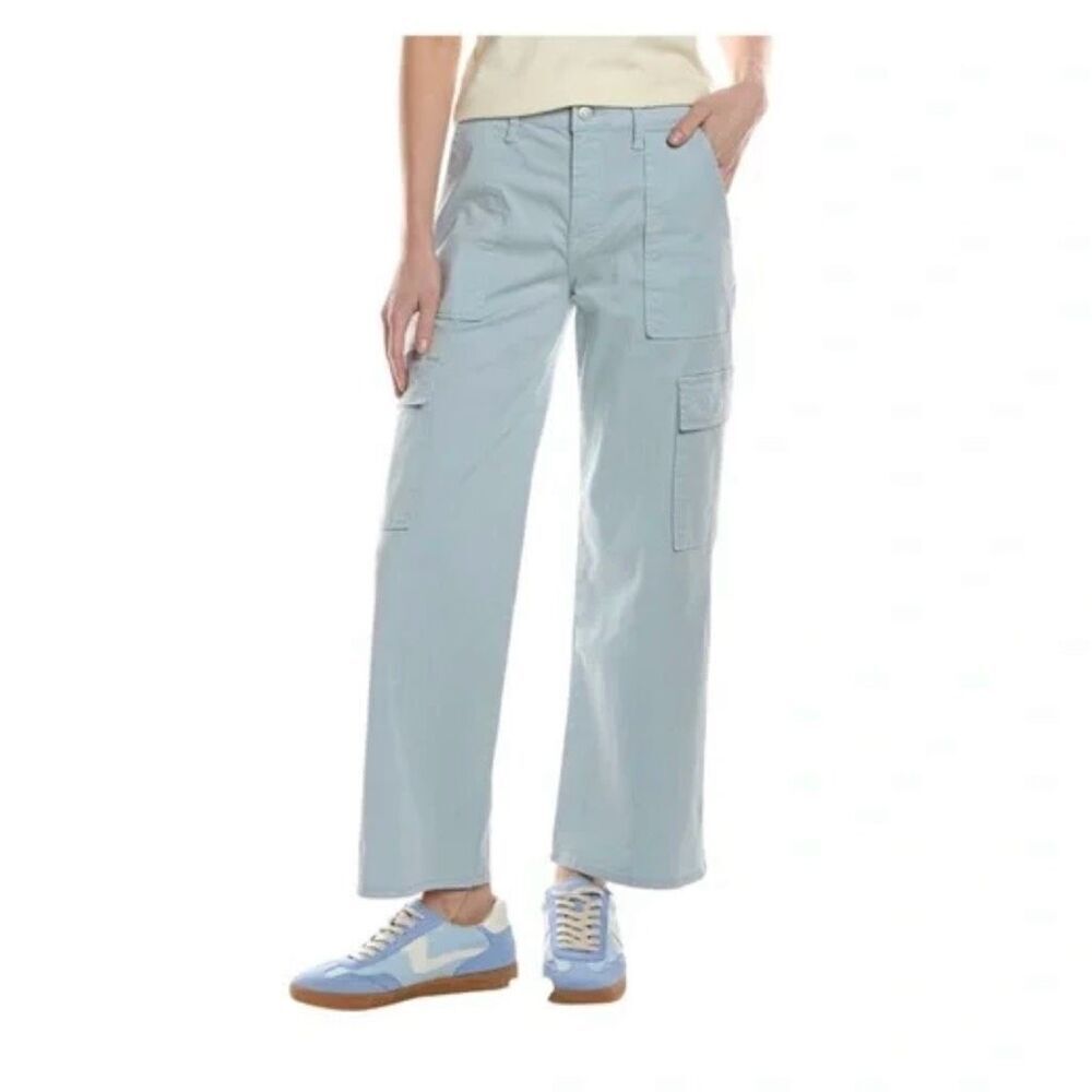 Hudson Women's Cargo Pants Size 33 Light Grey High-Rise Wide-Leg